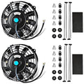MuHize 7 Inch Slim Radiator Fan - 12V 80W 800 CFM High Performance Cooling Fan Kit with Mount for Universal Vehicles(Black, Pack of 2)