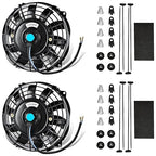 MuHize 7 Inch Slim Radiator Fan - 12V 80W 800 CFM High Performance Cooling Fan Kit with Mount for Universal Vehicles(Black, Pack of 2)
