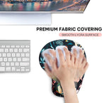 JIKIOU Mouse Pad, 2 Pack Ergonomic Mouse Pads with Comfortable Gel Wrist Rest Support and Smooth Cloth, Non-Slip PU Base for Easy Typing Pain Relief Durable and Easy to Clean Small Black Flowers