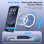 Magnetic Suction Cup Phone Mount for MagSafe Case, Silicone Hands-Free Grip Holder for iPhone and Android, Mirror Shower Phone Stand for Makeup FaceTime Gym Kitchen Bathroom, Midnight Blue