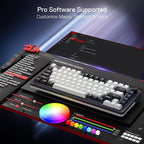 Redragon K673 PRO 75% Wireless Gasket RGB Gaming Keyboard, 3-Modes 81 Keys Compact Mechanical Keyboard Hot-Swap Socket, Dedicated Knob Control and Sound Absorbing Pads, Linear Red Switch