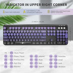 Wireless Keyboard and Mouse Combo, 104 Round Keys Cute Colorful Keyboard and Mouse with Retro Typewriter for PC/Mac/Laptop/Tablet/Computer/Windows Black Purple