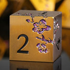 DNDND Flower Metal DND Dice, 7 PCS Heavy Solid Metallic Dragon Dice Set with Gorgeous Gift Case for D&D Dungeons and Dragon Tabletop Game (Ancient Brass)