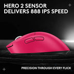 Logitech G PRO X Superlight 2 Wireless Gaming Mouse, 60g Pro-Grade with 5 Programmable Buttons, 44k DPI Sensor, 8kHz Report Rate, USB-C Charging for PC/Mac - Magenta