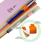 Pen Loop Holder for Notebook 12 Colors Self-Adhesive Stick On Pen Holder with Extra 2 Pens Clips 1 Leather Bookmarks As COMBO for Planner Journal Tablet Clipboards Calendars Bible Campus School Office