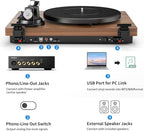 Bluetooth Turntable HiFi System with 36 Watt Bookshelf Speakers, Patend Designed Vinyl Record Player with Magnetic Cartridge, Bluetooth Playback and Auto Off