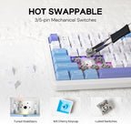 EPOMAKER Aula F108 Wireless Gaming Keyboard, Full Size Mechanical Keyboard with 4000mAh Battery, 108 Hot-Swappable and Programmable Keys, RGB Backlight, for Mac/PC/Android (White&Blue)