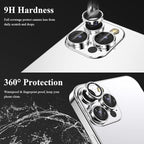 YWXTW Designed for iPhone 14 Pro Max Camera Lens Protector, for iPhone 14 Pro Camera Lens Protector, Individual Metal Anti Scratch HD Clear Case Friendly Tempered Glass Camera Cover, 1 Set (Silver)