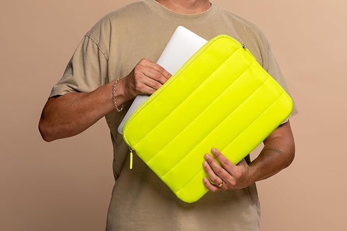 ANECDOTE Laptop Case 13-14 Inch – A Perfect Laptop Sleeve That is Compatible with MacBook Air/Pro and iPad Pro 12.9 – Fits in Your Bag, Padded and Protective with an Aesthetic Design (Neon Yellow)