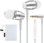 LUDOS OMNITONE Wired Earbuds in-Ear Headphones, 5 Years Warranty, Earphones with Microphone, 3.5 mm Jack Corded Ear Buds, Videoconference for iPhone, Samsung, Laptop, Kids, School Students - White