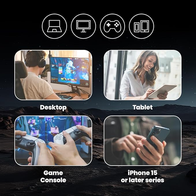 MMOMENT 1TB Magnetic External Portable SSD – 950MB/s Read – for ProRes 4K – Phone SSD Compatible with MagSafe, USB-C, USB-A, iPhone 15/16, Mac, PC (MU P100)