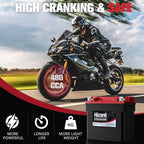 YTX14-BS, 400CCA, Lithium LiFePO4 Motorcycle Battery, Digital Readout,Fits for Kawasaki Ninja ZX-14R,Apirilia 850cc Scooter,Yamaha 660 cc ATV,Apex 1000cc Snowmobile,Honda Pioneer series UTV