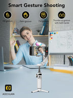 Smart X2 3-Axis Gimbal Stabilizer for Smartphone with Adjustable RGB Fill Light, Built-in 20cm Extension Pole Selfie Stick, OLED Screen for Night Shots, Video Recording,X2 KIT White