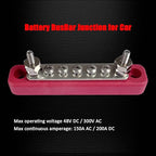 2 x #10 (M5) Studs Power Distribution Block with 5 x #8 (M4) Screws, Ampper 4.2" Bus Bar 12V Power Distribution Terminal Block Battery Busbar for Car Audio Solar (Red)