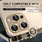 Choiche [3+1 for iPhone 13 Pro/iPhone 13 Pro Max Camera Lens Protector Bling, 9H Tempered Glass Camera Cover Screen Protector Metal Ring Decoration Accessories (Glitter-Gold)