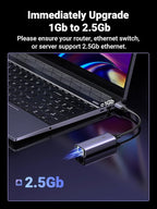 UGREEN USB to Ethernet Adapter 2.5Gb, Ethernet Adapter, Aluminum, USB 3.0 to RJ45 Computer Network Internet LAN Dongle for Laptop, Compatible for MacBook Air/Pro, XPS, Windows, macOS