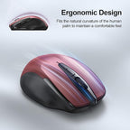 TECKNET Wireless Mouse (BT5.0/3.0 & 2.4G) Rechargeable 4800 DPI Silent USB A & Bluetooth Mouse 6 Buttons, Wide Compatibility - Red