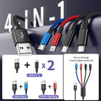 Travel Essentials, Dual Type-C 4 in 1 Multi Charging Cable for Multiple Devices, USB Cables Universal Phone Charger Cord with IP/Micro/2 USB-C Port for iPhone16/15/14, Android Tablet Pad, 2Pack 5FT