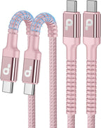 USBC Cable 10FT, 2Pack Long USBC Fast Charging Cable, Nylon Braided USB C to USB C iPhone Charger Cord Compatible with iPhone 16/15/Pro Max/Plus/Samsung Galaxy S23/LG/Switch-Pink