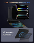 typecase Edge+ Keyboard Case for 2024 iPad Pro 13-inch (M4), Black Keyboard with Carbon Fiber Protective Case,Portrait & Typing Modes,Built-in Trackpad,11-Color Backlight,Magnetic Stand,Pencil Holder