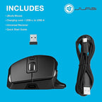 JLab JBuds Wireless Mouse, Connect Via Bluetooth or USB Wireless Dongle, Multi-Device Toggle, Up to Three Devices, Custom User Profiles, Adjustable Tracking, Full-Size, Rechargeable, (1 Pack)