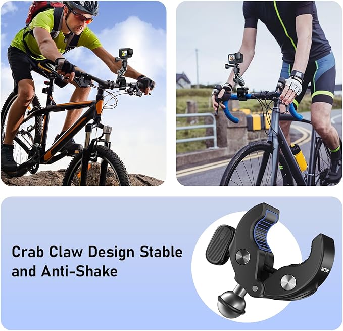 TELESIN° S2 Quick Release Clamp Bike Mount Motorcycle Handlebar Holder, Roll Bar Tube Clip Mounting Accessories for GoPro13 12 11 10 9 8 7 Go Pro Max Insta360 X3 X4 X5 Ace Pro DJI Action 3 4 Pocket 3