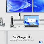 Plugable 16-in-1 Thunderbolt 4 Dock – Dual 4K Monitors for M4 MacBook Air/Pro, 100W Charging, 2X HDMI, 2X DisplayPort, 2.5G Ethernet, 7X USB, MicroSD/SD Card Reader, Audio, Windows & USB4 Compatible