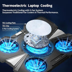 IMMOENUC Laptop Cooling Pad with 5 Fans & Peltier Device Ultra-Quiet Semiconductor Panel Cooler Stand, Adjustable Speed + Stand for 13-19 Inch Laptops (MacBook/Dell/HP) Fast Cooling Notebook