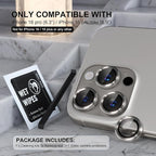 Choiche Compatible for iPhone 16 Pro/iPhone 16 Pro Max Camera Lens Protector, 9H Tempered Glass Camera Cover Screen Protector Metal Ring Decoration Accessories (Titanium Natural)