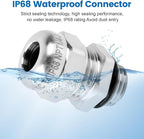 2 Pcs 1/4" NPT Stainless Steel Waterproof Cable Gland, IP68 Waterproof Adjustable Cable Glands, Strain Relief Cord Grip Connectors with Gaskets and Locknut for 4-8mm Cable Diameter