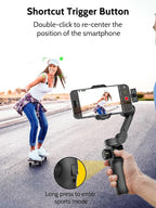 Gimbal Stabilizer for iPhone & Android,3-Axis Phone Gimbal w/Wireless Lavalier Microphone,Built-in 7.8" Extension Pole,OLED Display,Phone Stabilizer for Video Recording TikTok(V8 Mic Kit)