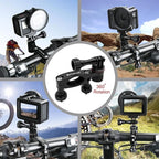 PULUZ Bike Motorcycle Handlebar Mount, 360 Degree Rotation Aluminum Bicycle Moto Camera Mount for GoPro Hero 12 11 10 9 8 7 6 & DJI Osmo Action