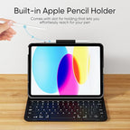 PAUL B for iPad 10th/11th Generation Case with Keyboard 10.9 Inch 2022/11 Inch 2025,Cover with Pencil Holder,Integrated for 10 Gen/11 Gen(A16),Wireless iPad Keyboard Case,Thin & Light (Red)