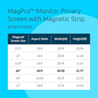 Kensington MagPro 24 Inch Magnetic Computer Privacy Screen for Desktop, Removable 16:9 Computer Privacy Filter, Anti-Glare Blue Ray Reduction, Compatible with Slim Bezel Monitors, K55418WW