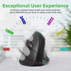 2.4G / BT/Wired Tri-Mode RGB Rechargeable G53 Wireless Vertical Ergonomic Mouse, 5 Side Buttons, Max 8400 DPI, for PC Computer Notebook Laptop, for Windows 11 10, Mac, iPad OS, Android - Black