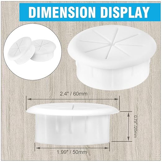 2" White Desk Grommet, JTemgle Flexible Cable Grommet Rubber Cable Hole Cover Wire Organizer Caps Desktop Cord Management for Home Office TV Stands Tabletops, 10 Pieces