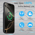 Battery Case for iPhone 16 Pro Max, Upgraded 12000mAh Rechargeable Portable Extended Battery Pack Supported Qi Wireless Charging Case Compatible with iPhone 16 Pro Max (6.9 inch) Charger Cover (Black)