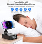 Gifts for Men and Women, Phone Stand with Bluetooth Speaker and 360° Rotable Angel Adjustable Cell Phone Holder for Home Office with HD Subwoofer Sound Fits All Phones,Tablets (Black)