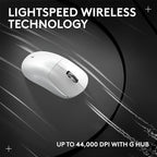 Logitech G PRO X SUPERLIGHT 2 Wireless Gaming Mouse, 60g Pro-Grade with 5 Programmable Buttons, 44k DPI Sensor, 8kHz Report Rate, USB-C Charging for PC/Mac - White