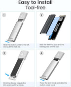 ORICO M.2 NVMe SATA SSD Enclosure Adapter Tool-Free, USB C 3.2 Gen 2 10Gbps NVMe, 5Gbps NGFF SATA PCIe M-Key(B+M Key) 2230/2242/2260/2280, Aluminum External M2 Reader Support UASP Trim- PWDM2-WH