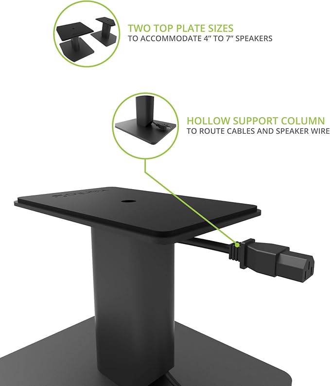 Kanto SP6HD Desktop Speaker Stands for Medium/Large Bookshelf Speakers & Mid-Size/Full-Size 4”-7” Studio Monitors | 6" Tall | Black | Pair