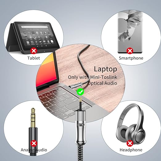 EMK 24K Gold-Plated Toslink to Mini Toslink Cable (3ft/1M) - Digital Optical Audio Cable with 3.5mm Mini Plug for Soundbar, Home Theater, TV - Silver SPDIF Fiber Optic Cable