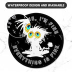 ITNRSIIET Round Mouse Pad with Stitched Edge Premium-Textured Waterproof Non-Slip Rubber Base Desktop Protection Mat Diameter 8.7 inches, Funny Cat