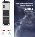 CCCEI Grey Heavy Duty Power Strip Surge Protector 20 AMP, 8 Outlets 12 Gauge Industrial Shop Garage Metal Multiple Outlets, 25 FT Extension Cord 5-15P Adapter High Amp 6-20R T-Slot 20a for Appliance