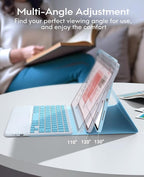 GreenLaw for iPad Air 11 inch case with Keyboard (M3/M2) 2025/2024, for iPad Pro 11 (4th/3rd/2nd/1st Gen) & iPad Air 5th/4th Gen, 7-Color Backlit, Smart Touchpad, 2 Device Connection, Light Blue