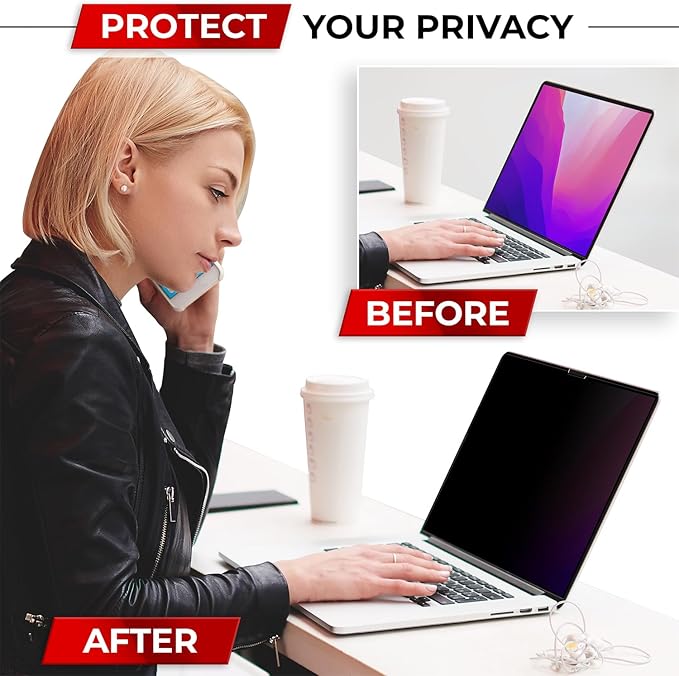 Magnetic Privacy Screen for MacBook Pro 13 Inch (2016, 2017, 2018, 2019, 2020, 2021, 2022, M1, M2) Removable Laptop Privacy Filter Shield and Protector