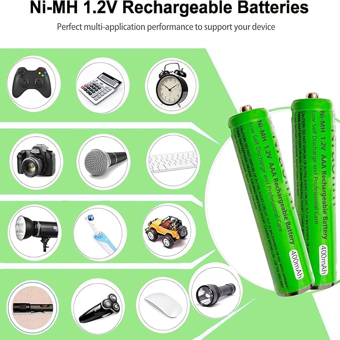 6 Pack Ni-MH AAA Rechargeable Batteries for Panasonic, 400mah AAA Ni-MH Rechargeable Batteries 1.2V for Panasonic Cordless Phones, Remote Controls, Electronics