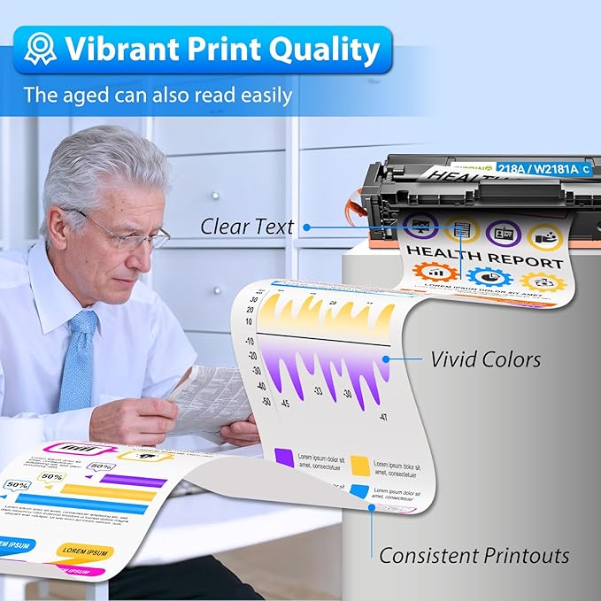 218A Toner Cartridges 4 Pack with Chip - 3301fdw Compatible Replacement for HP 218X 218A Color Laserjet Pro MFP 3301fdw 3301sdw 3201dw 3301cdw Printer High Yield W2180A (Black Yellow Magenta Cyan)