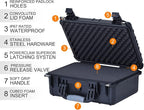 MEIJIA Portable All Weather Waterproof Camera Case With Foam,Fit Use of Drones,Camera,Equipments,Pistols,15.98x12.99x6.85inches