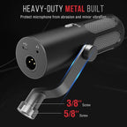 FIFINE XLR/USB Podcast Dynamic Microphone for Streaming, Studio XLR Microphone, PC Streamer Mic All Metal with Mute Button, Headphone Jack, for Vocal Voice Over Music Recording-AmpliTank Tank3